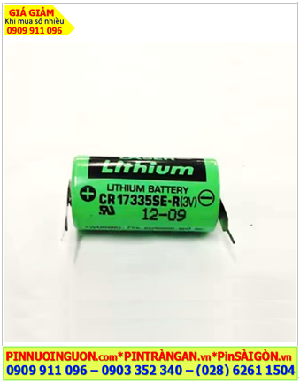 Sanyo CR17335SE-R (chân thép hàn); Pin nuôi nguồn Sanyo CR17335SE-R lithium 3v 2/3A 1800mAh (Nhật)
